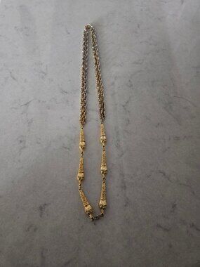 RARE AND VINTAGE GOLD DOUBLE STRAND 31" LONG NECKLACE IN FRENCH PARISIAN STYLE